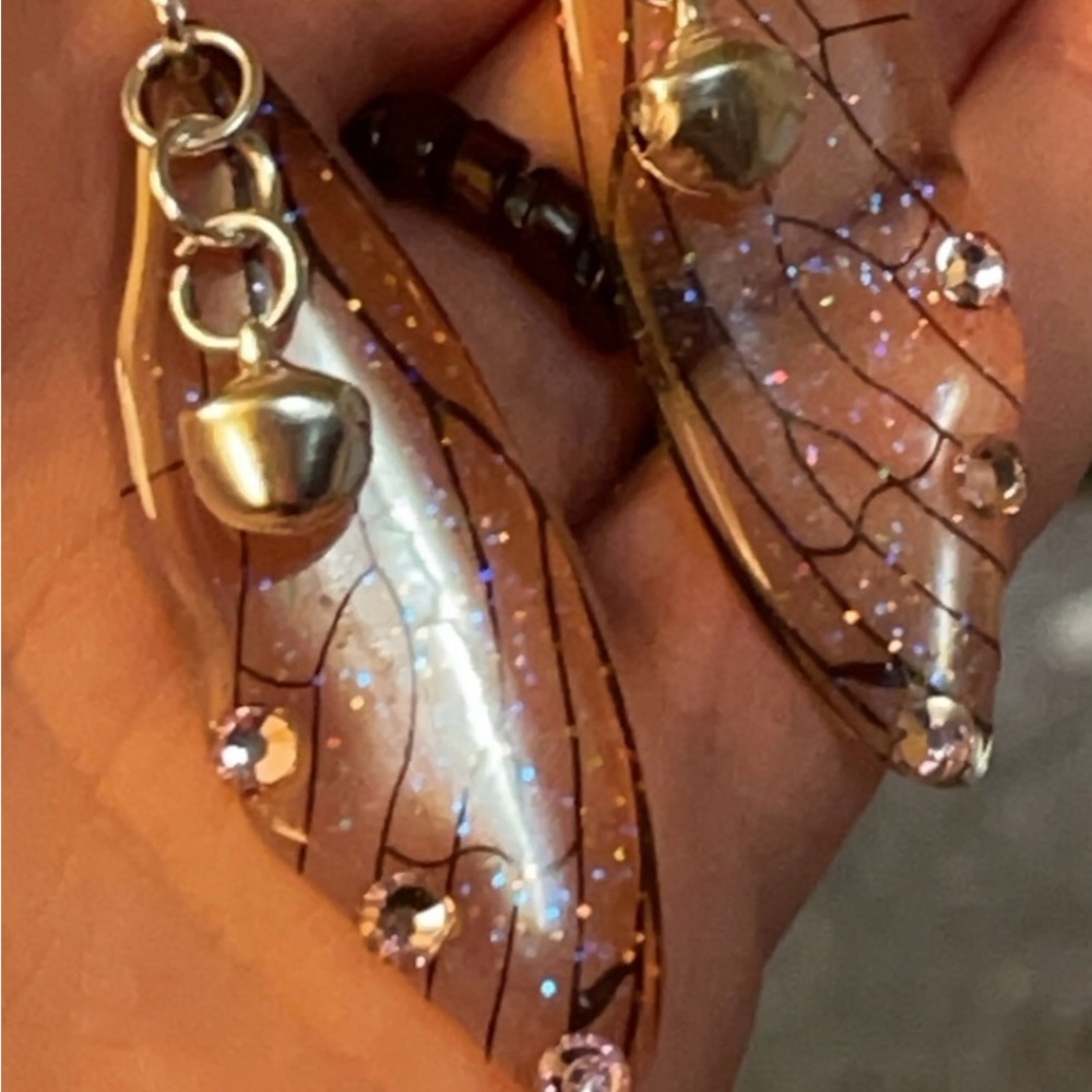 Belled Resin Fairy Wings Earrings